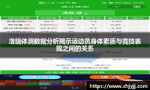 洛瑞体测数据分析揭示运动员身体素质与竞技表现之间的关系